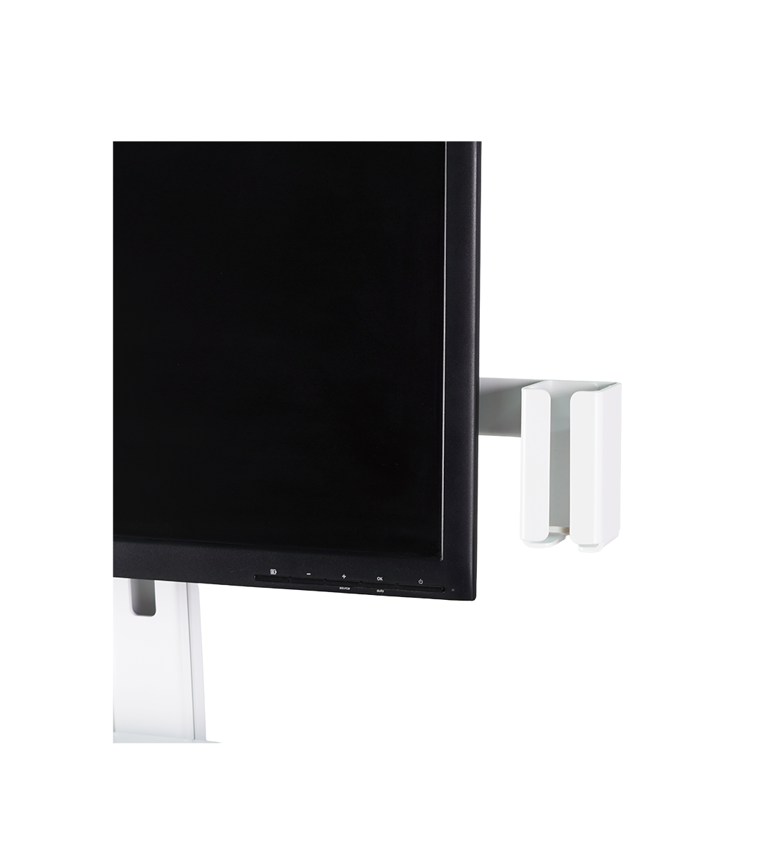 Adjustable intraoral scanner holder mounted next to the monitor on the 3DDS 3D Cart