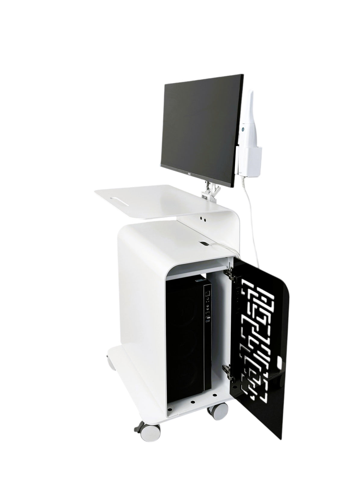 3DDS 3D Cart professional intraoral scanner cart with monitor, scanner holder and integrated desktop PC cabinet