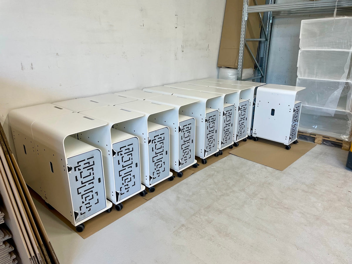 3DDS intraoral scanner carts during final assembly at our European production facility