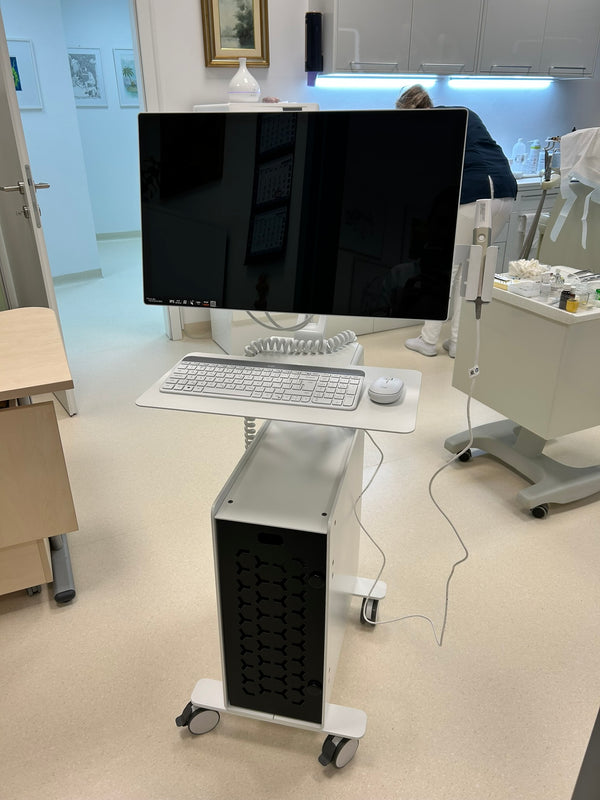 3DDS 3D Cart professional intraoral scanner cart with monitor mount, adjustable scanner holder and desktop PC cabinet