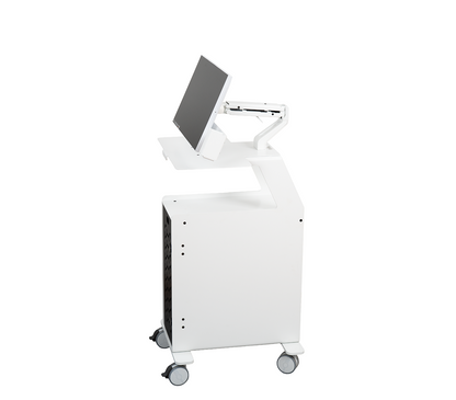 Side view of 3DDS Lite Cart PC professional intraoral scanner cart with monitor mount and scanner holder