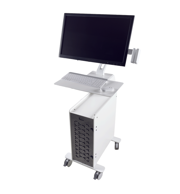 3DDS Lite Cart PC mobile intraoral scanner cart with monitor, keyboard, mouse and desktop PC storage
