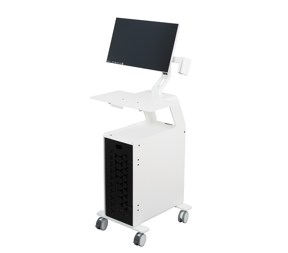 3DDS Lite Cart PC professional intraoral scanner cart with monitor mount, scanner holder and desktop PC cabinet