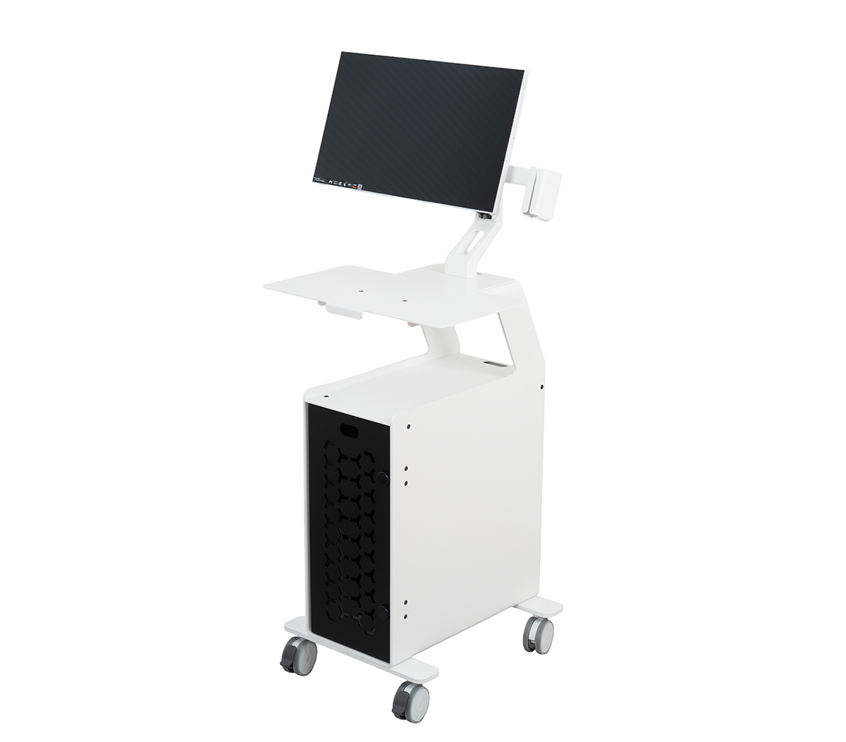 3DDS Lite Cart PC professional intraoral scanner cart with monitor mount, scanner holder and desktop PC cabinet