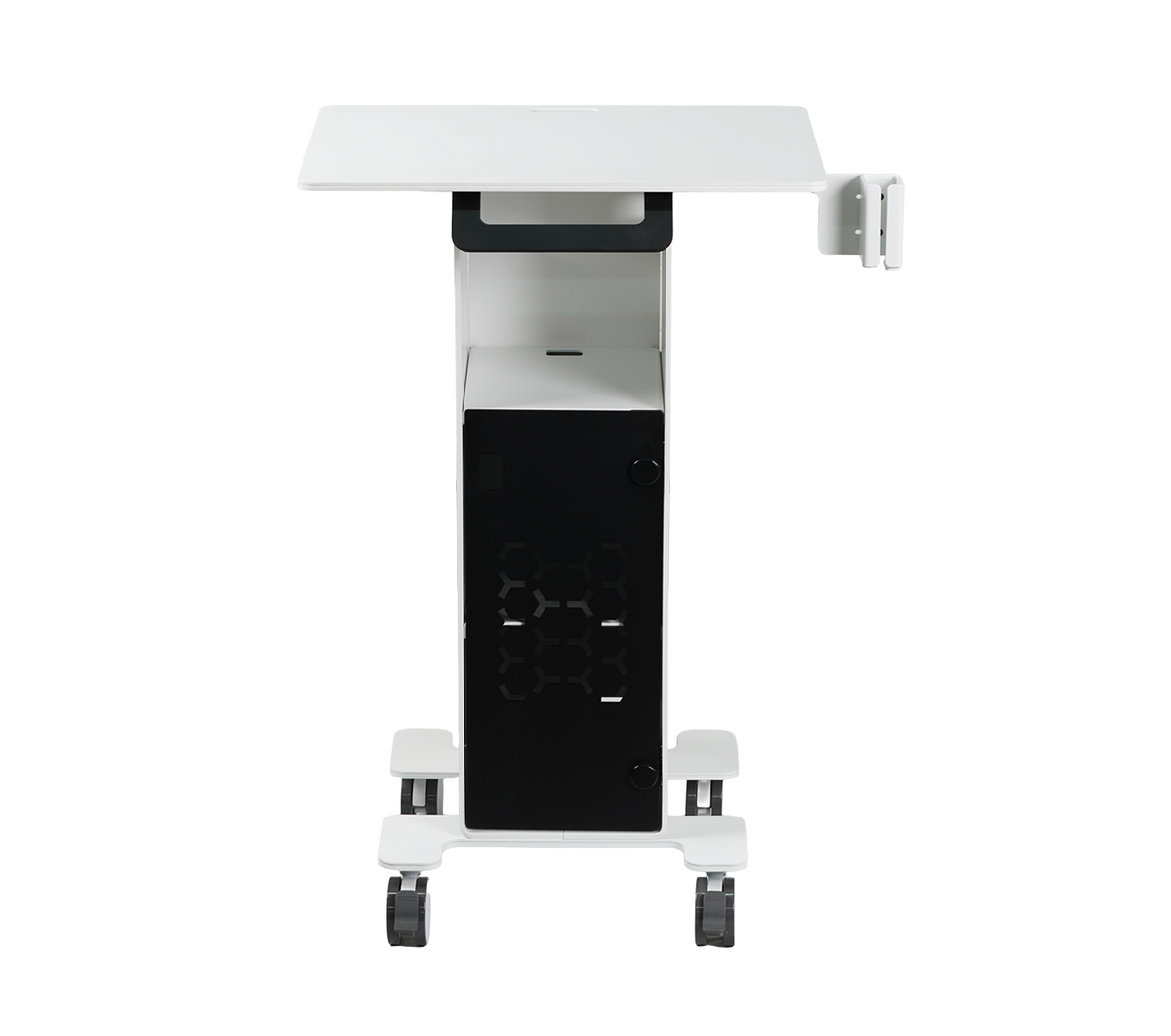 Front view of 3DDS Lite Cart Table mobile intraoral scanner cart with work surface and scanner holder