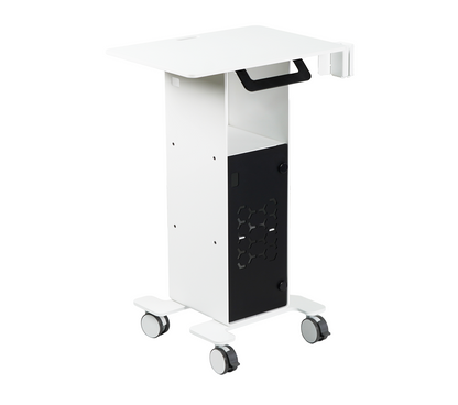 Side view of 3DDS Lite Cart Table mobile intraoral scanner cart with large work surface and scanner holder