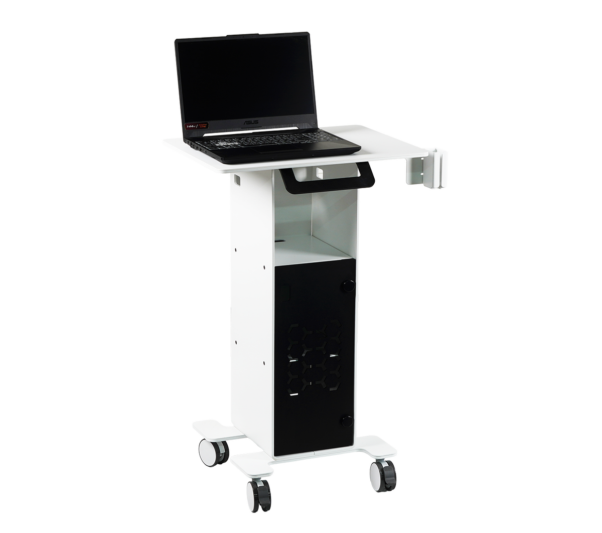 3DDS Lite Cart Table mobile intraoral scanner cart configured with laptop and adjustable scanner holder
